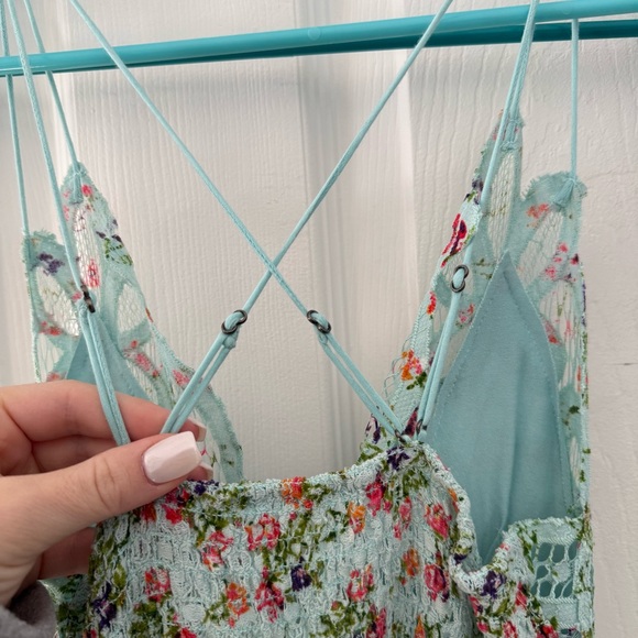 Free People Adella PrintedMini Slip/Sky Blue Combo - Picture 9 of 11
